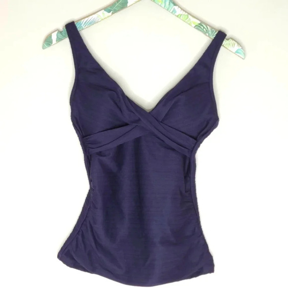 New Sea Level Navy Cross Front Tankini Swim Top 4 - Picture 2 of 8